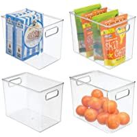 mDesign Juego de 4 cajas organizadoras con asas – Organizador de frigorífico alto para almacenar alimentos – Contenedor…
